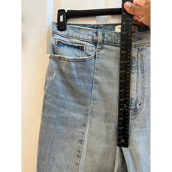 Abercrombie & Fitch Two Tone Crop Wide Leg Ultra High Rise Jean Size 32/14 Long - Picture 10 of 13
